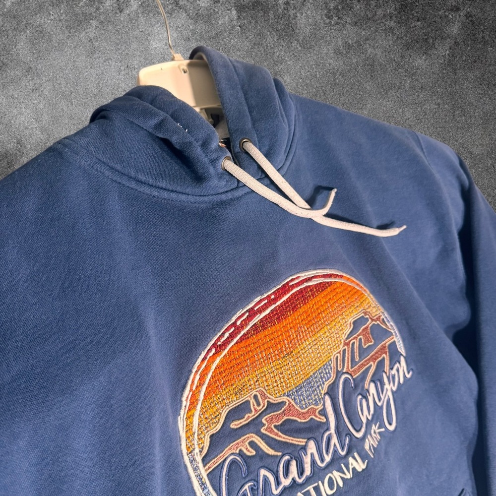 Grand Canyon National Park Hoodie Men Large Blue Embroidered Pullover Sweatshirt